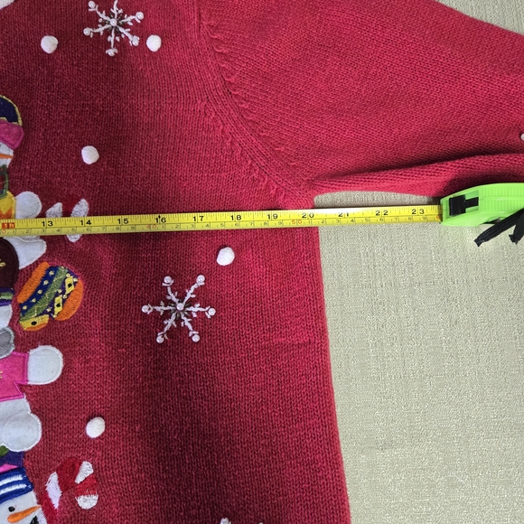 KIKIT | Vintage Adorable Snowman Sweater in Red sz M - Picture 8 of 11